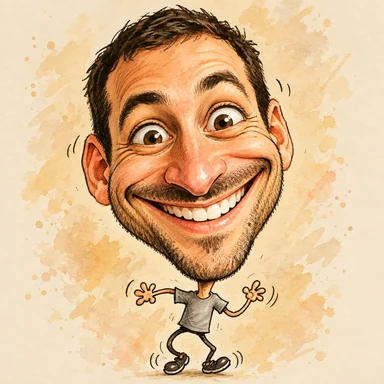 An invented face drawn in the Caricature style