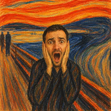 An invented face drawn in the The Scream style