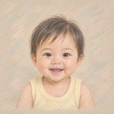 One photograph drawn as pastel