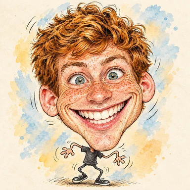 One photograph drawn as caricature