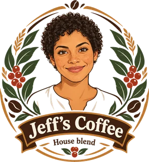 A coffee label drawn in the heritage crest style