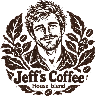 A coffee label drawn in the linocut style