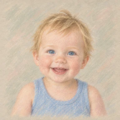 One photograph drawn as pastel